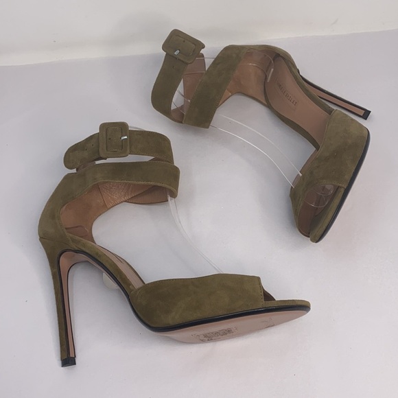Samuele Failli Sz 8.5 Olive Green Suede Sandals - Picture 6 of 16